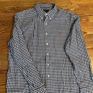 Polo blue and white checked dress shirt